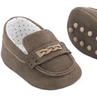 Baby Boys Beige Leather Pre Walker Moccasins, 2, hi-res