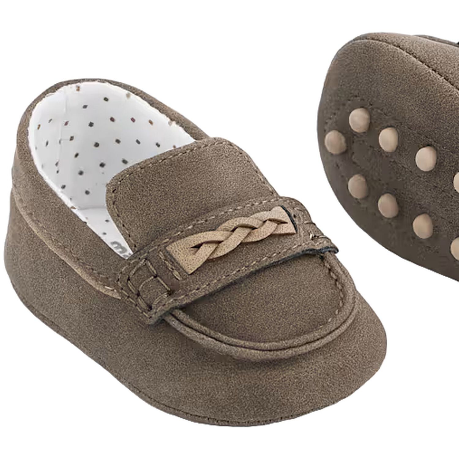 Baby Boys Beige Leather Pre Walker Moccasins, 2, hi-res