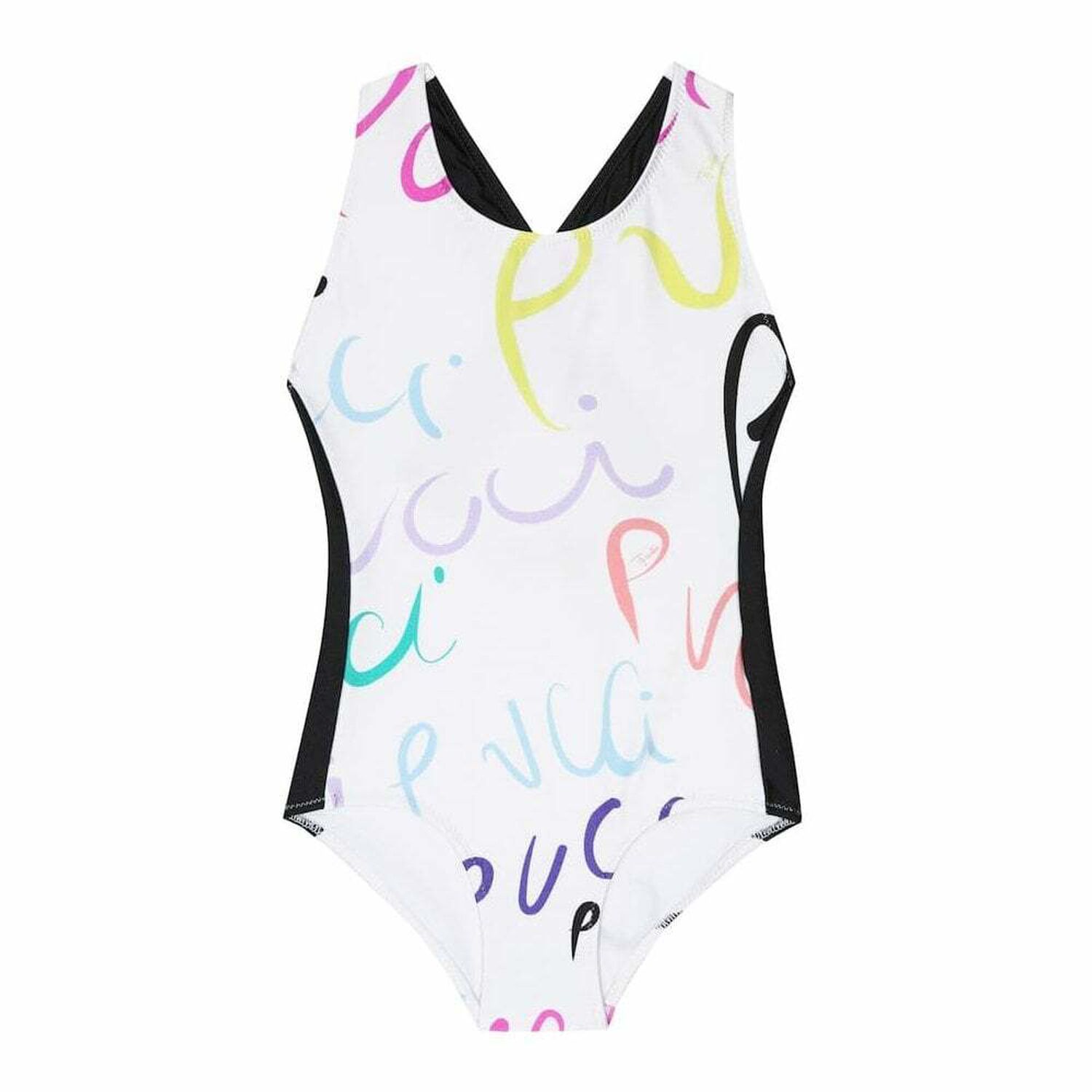 Girls White Logo Swimsuit, 1, hi-res image number null