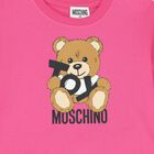 Girls Pink Teddy Bear Logo T-Shirt, 5, hi-res