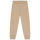 Beige Check Logo Joggers, 1, hi-res