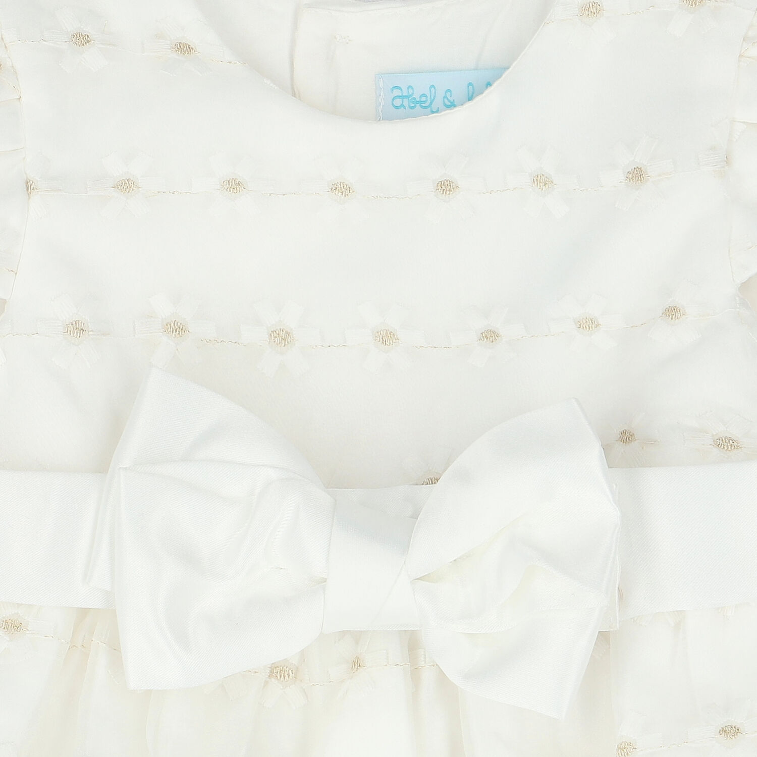 Younger Girls White Bow Organza Dress, 1, hi-res image number null