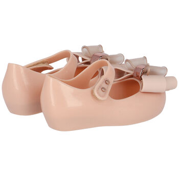 Younger Girls Pink Bow Jelly Shoes