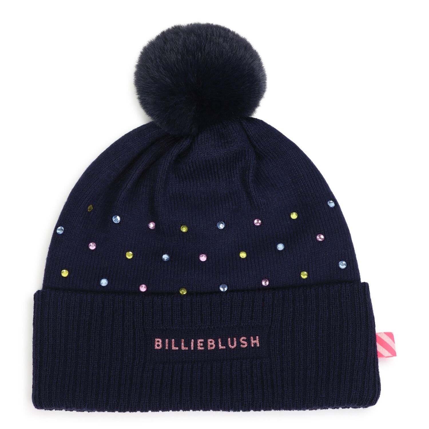 Girls Navy Blue Beanie Hat, 1, hi-res