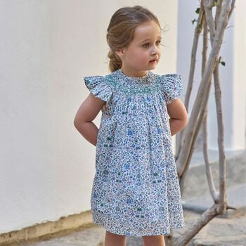 Baby Girls Blue & Green Liberty Print Dress