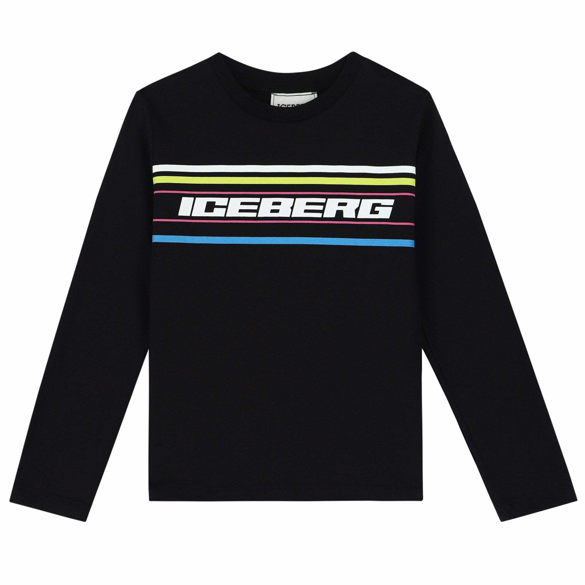 Iceberg Boys Black Logo Long Sleeve Top Junior Couture