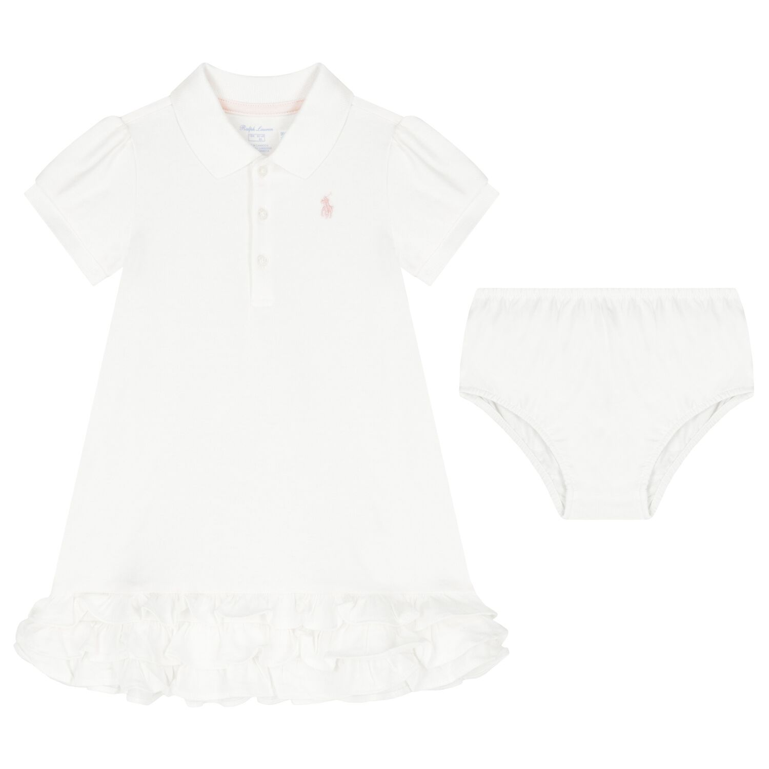 Baby Girls White Logo Polo Dress Set, 1, hi-res