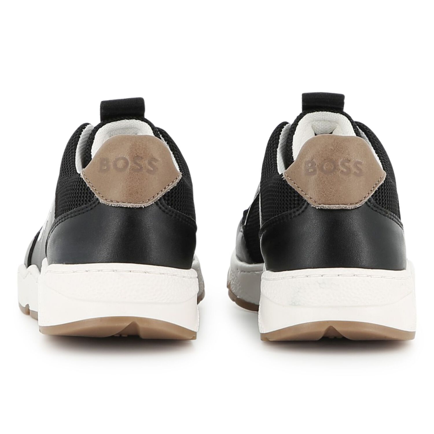 Boys Black Logo Trainers, 1, hi-res
