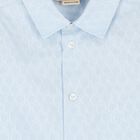 Younger Boys Blue Jacquard Logo Shirt, 1, hi-res