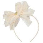 Girls Beige Bow Gladys Headband , 1, hi-res