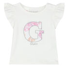 طقم تنورة بنات بالزهور باللون الابيض والوردى, 1, hi-res