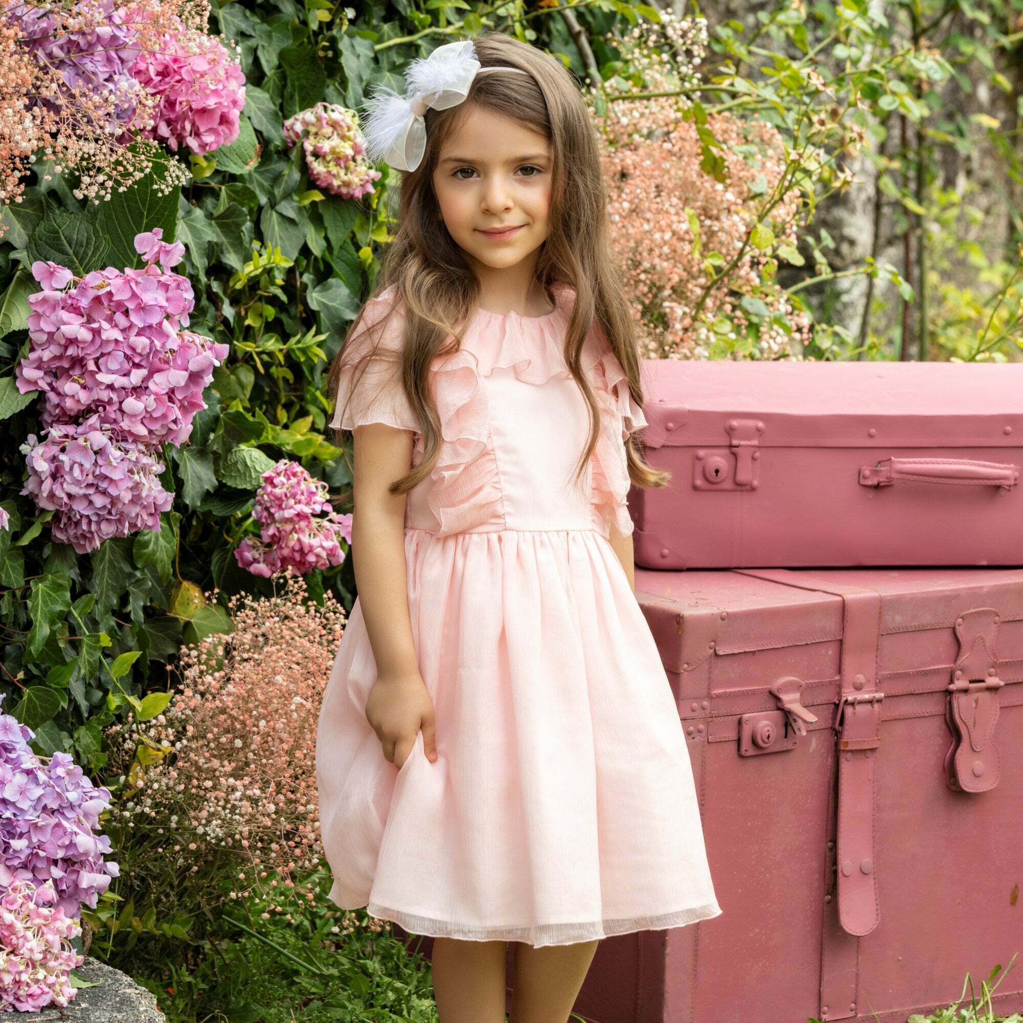Patachou Girls Pink Chiffon Dress Junior Couture