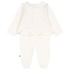 Baby Girls Ivory & Gold Logo Babygrow, 1, hi-res