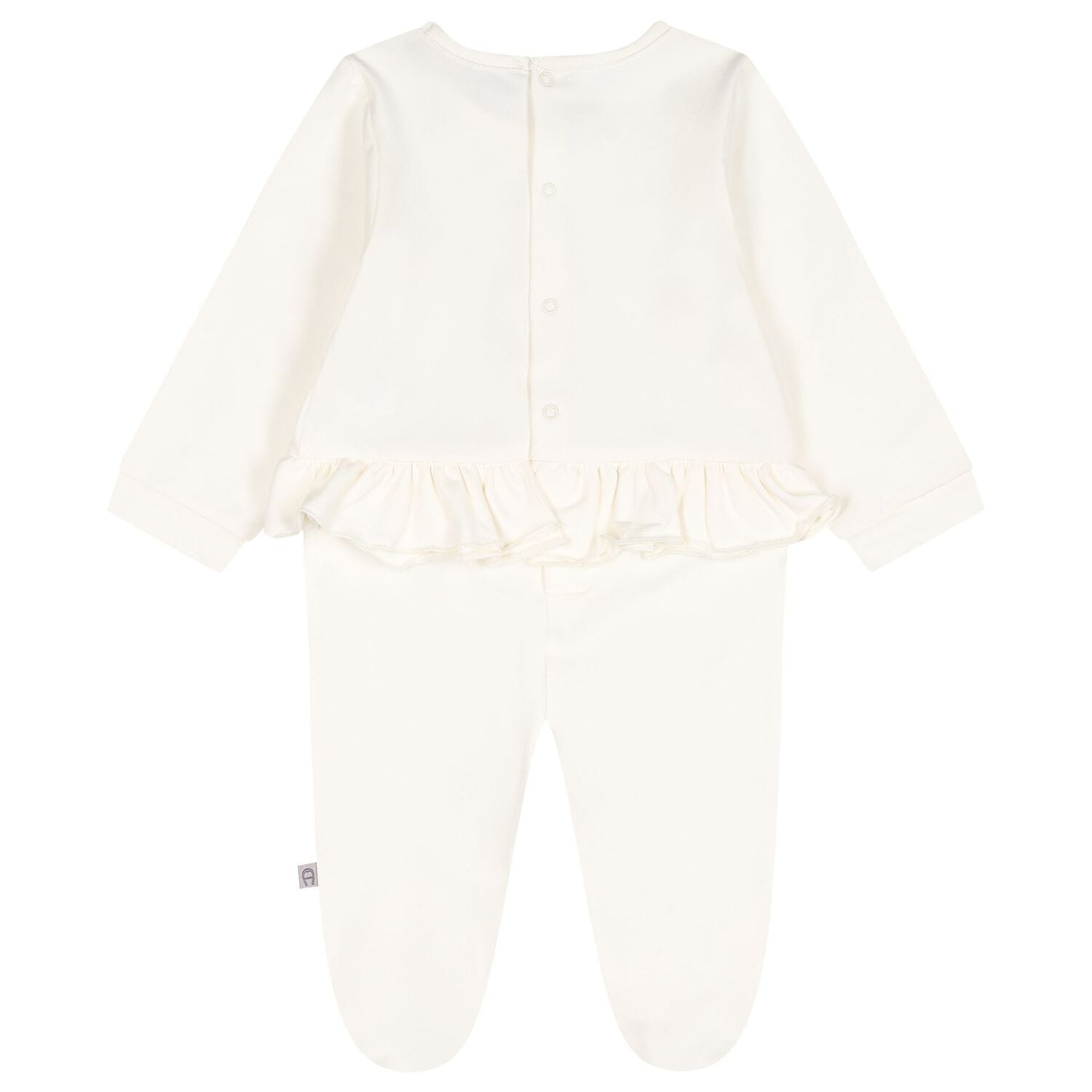 Baby Girls Ivory & Gold Logo Babygrow, 1, hi-res