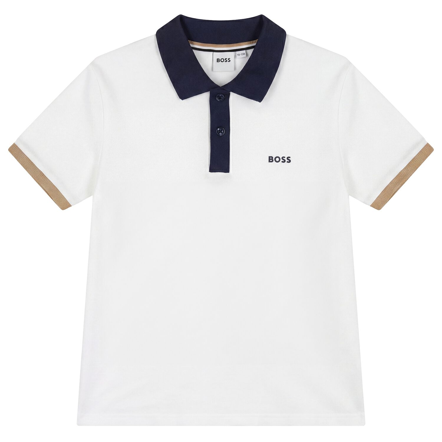 Boys White Logo Polo Shirt, 1, hi-res