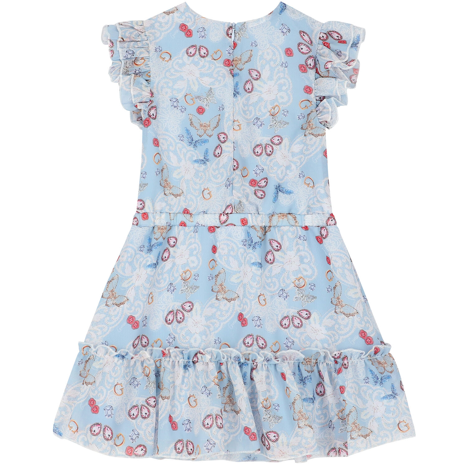 فستان بنات بطبعة باللون الأزرق, 2, hi-res