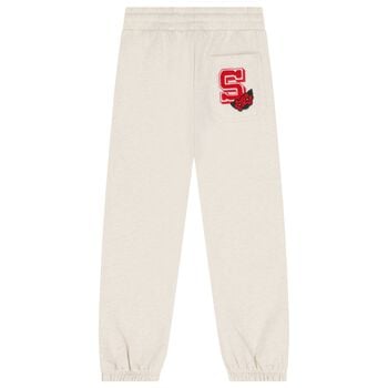 Girls Beige Patch Joggers