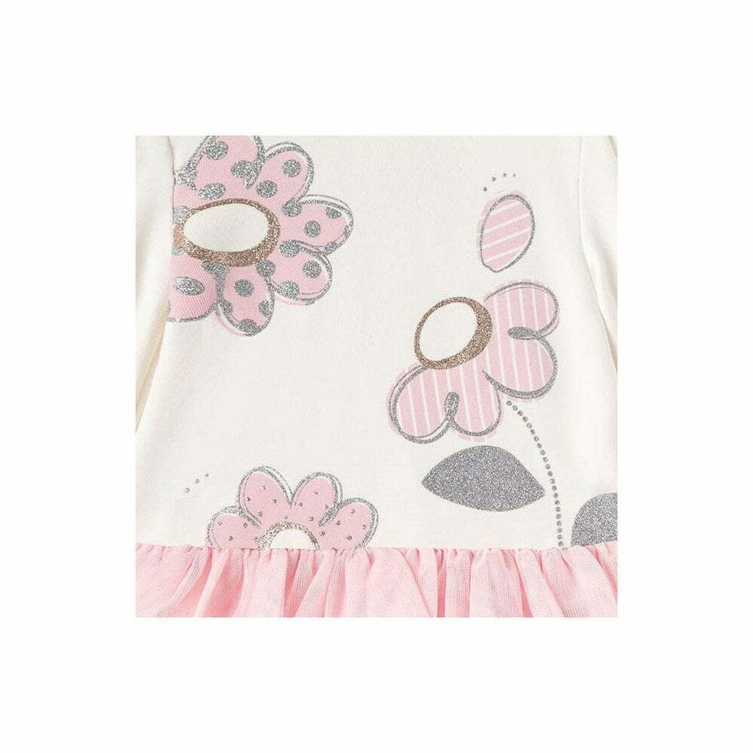 Younger Girls Pink & Ivory Tulle Dress, 1, hi-res