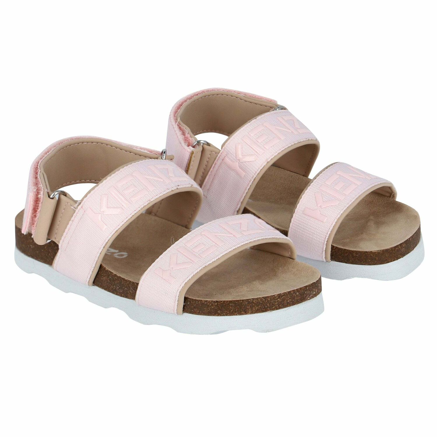 Girls Pink Logo Sandals, 1, hi-res