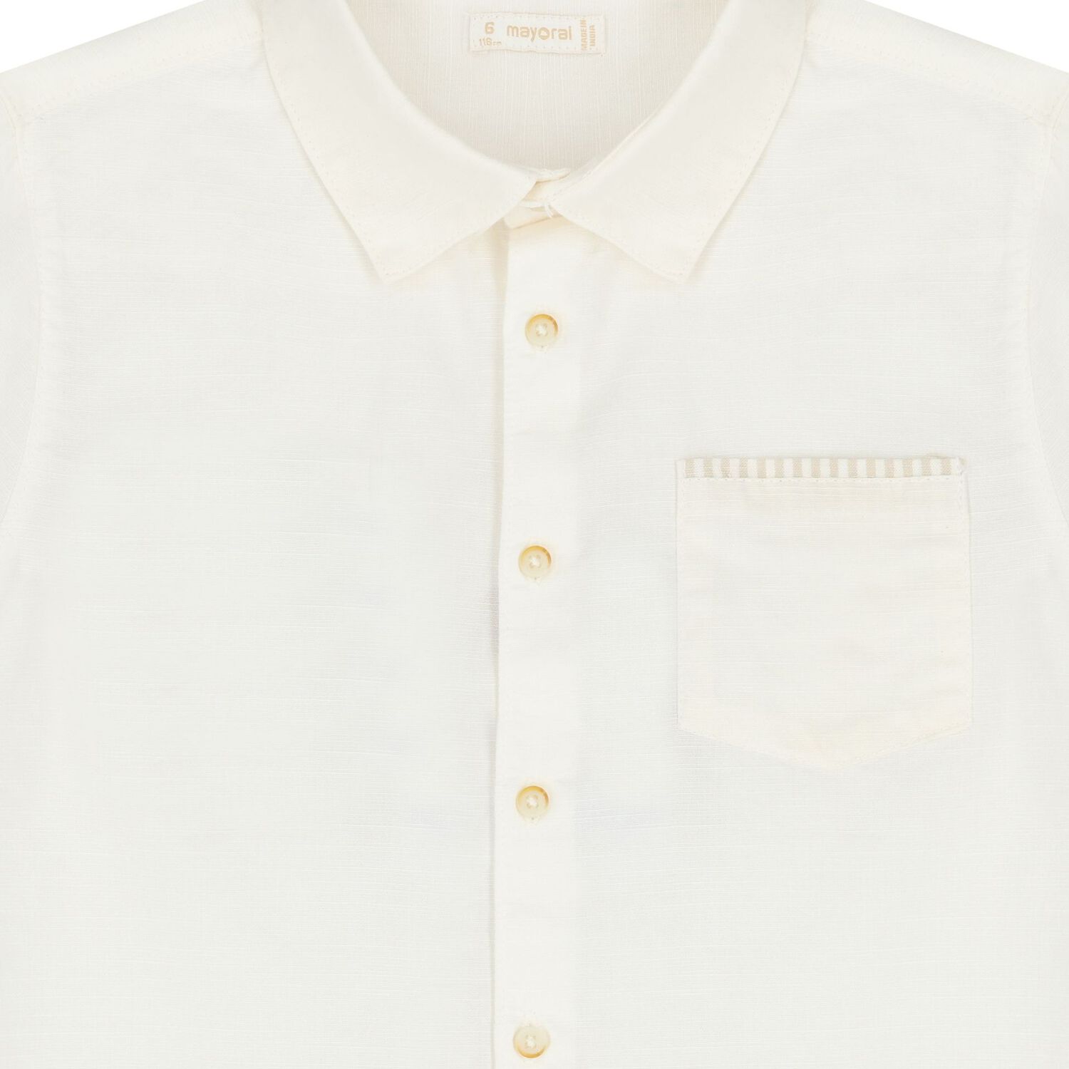 Boys Ivory & Beige Striped Shorts Set, 1, hi-res