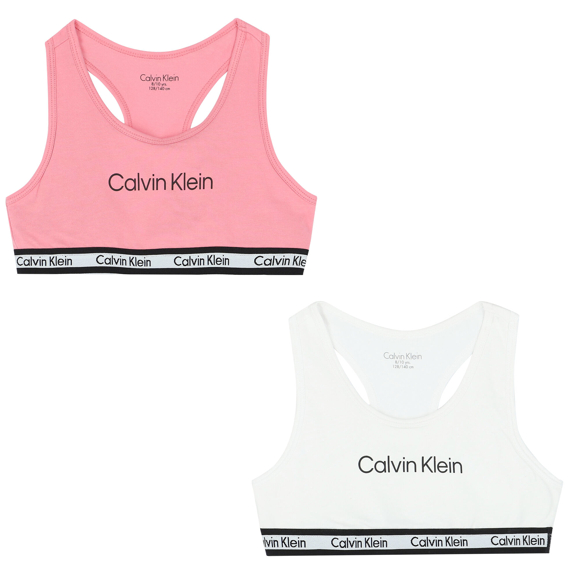 Calvin Klein Girls White Pink Bralette 2 Pack Junior Couture USA
