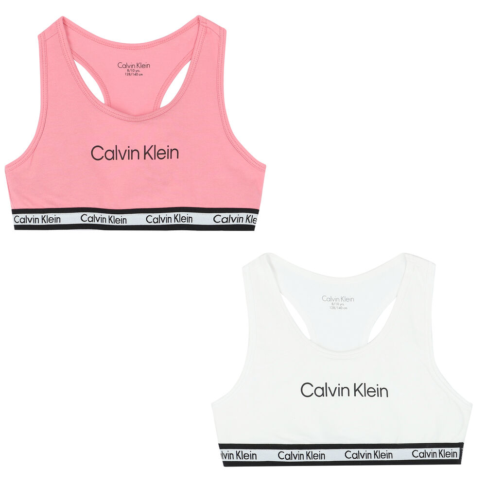 Calvin Klein Girls White & Pink Bralette (2-Pack) | Junior Couture USA