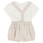 Baby Boys Ivory & Beige Shorts Set , 2, hi-res