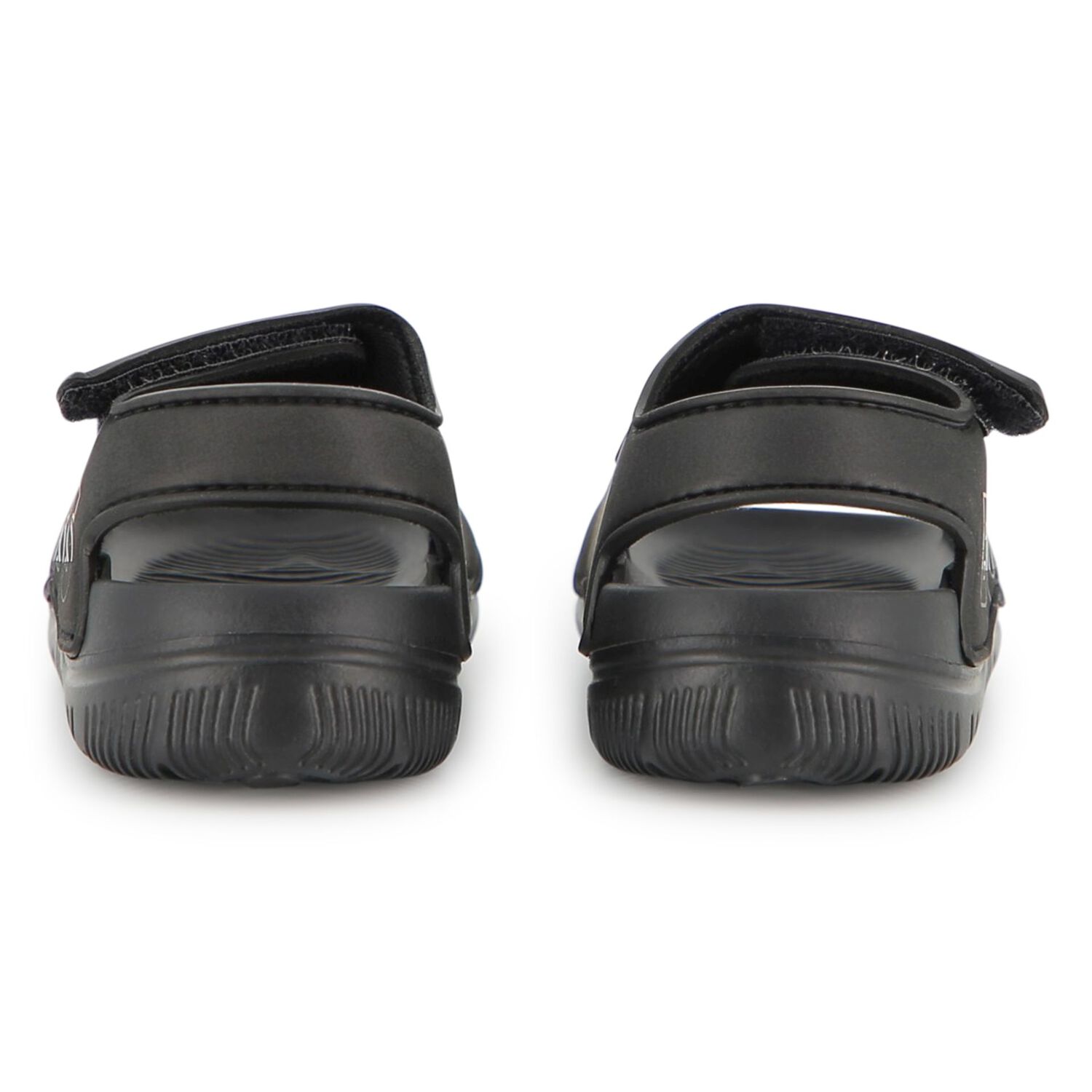 Boys Black Logo Sandals, 1, hi-res
