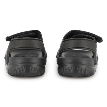Boys Black Logo Sandals