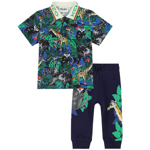 Younger Boys Green & Navy Trousers Set