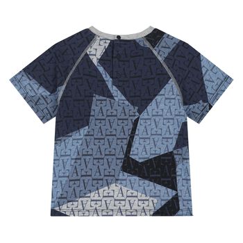 Younger Boys Grey & Blue Logo T-Shirt
