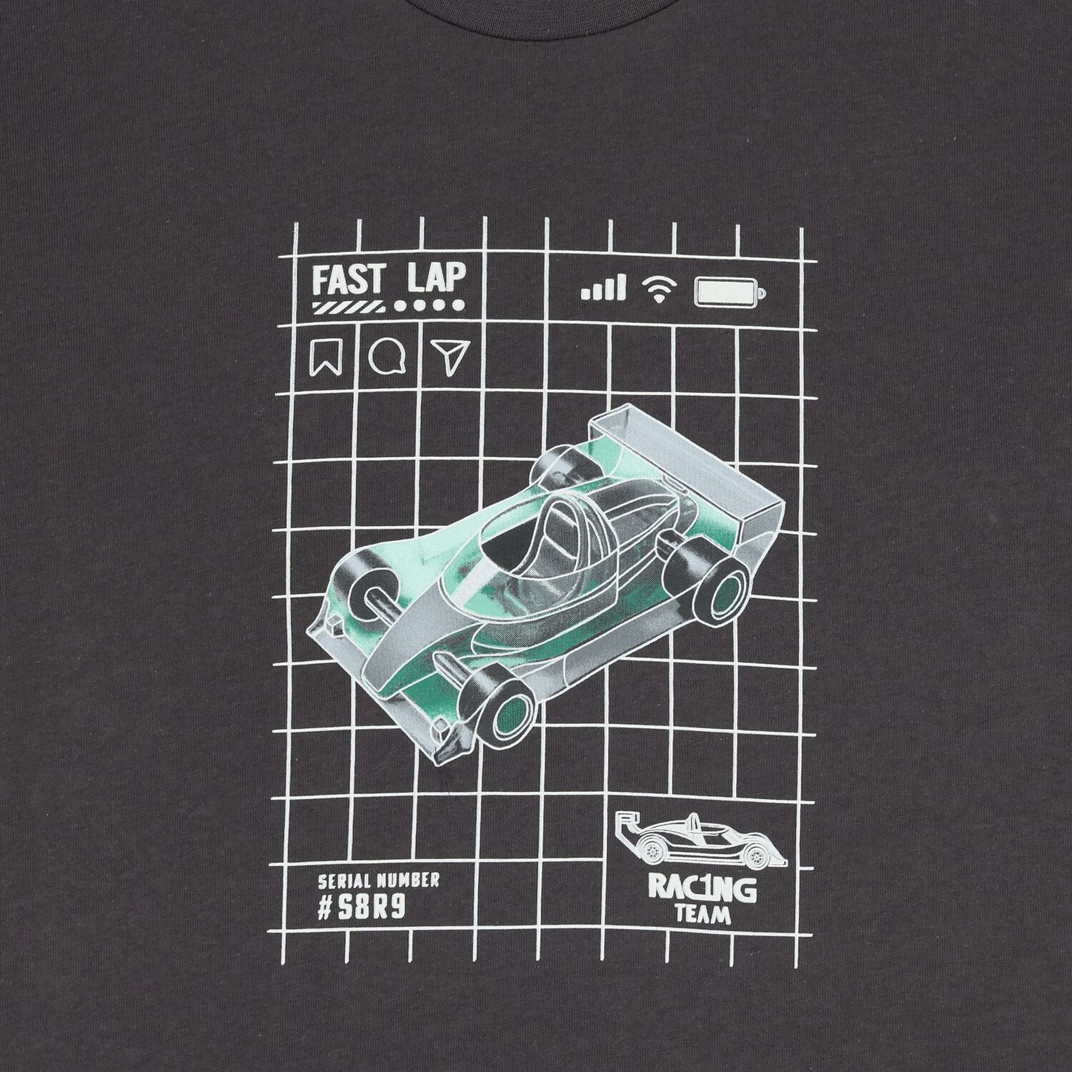 Boys Grey Glow In The Dark Car Long Sleeve Top, 2, hi-res