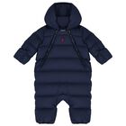 Baby Boys Navy Logo Snowsuit, 1, hi-res