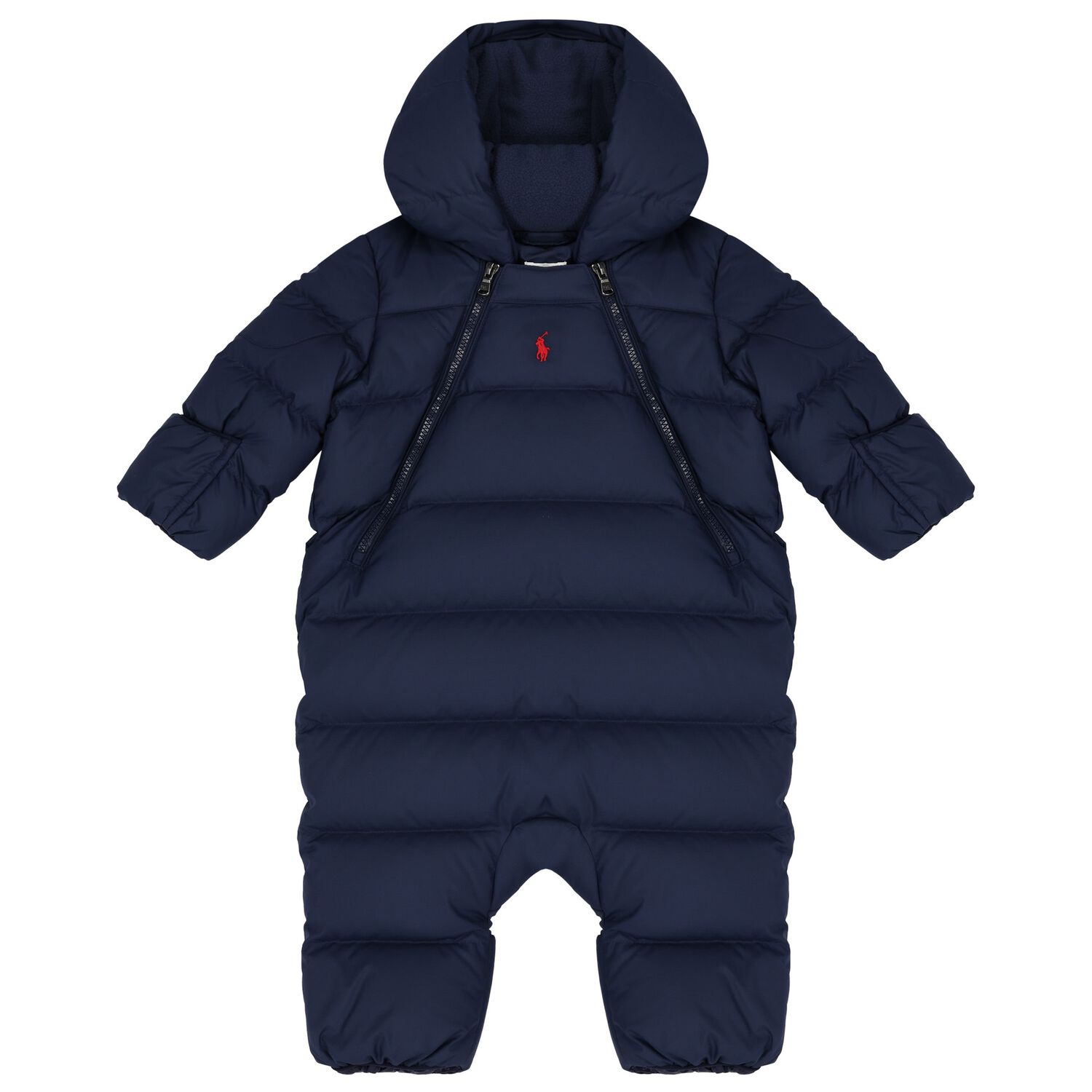 Baby Boys Navy Logo Snowsuit, 1, hi-res