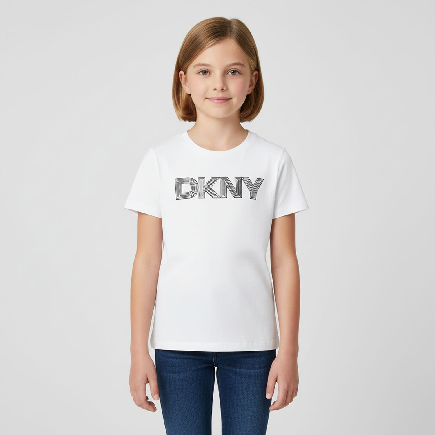 Girls White Logo T-Shirt, 2, hi-res