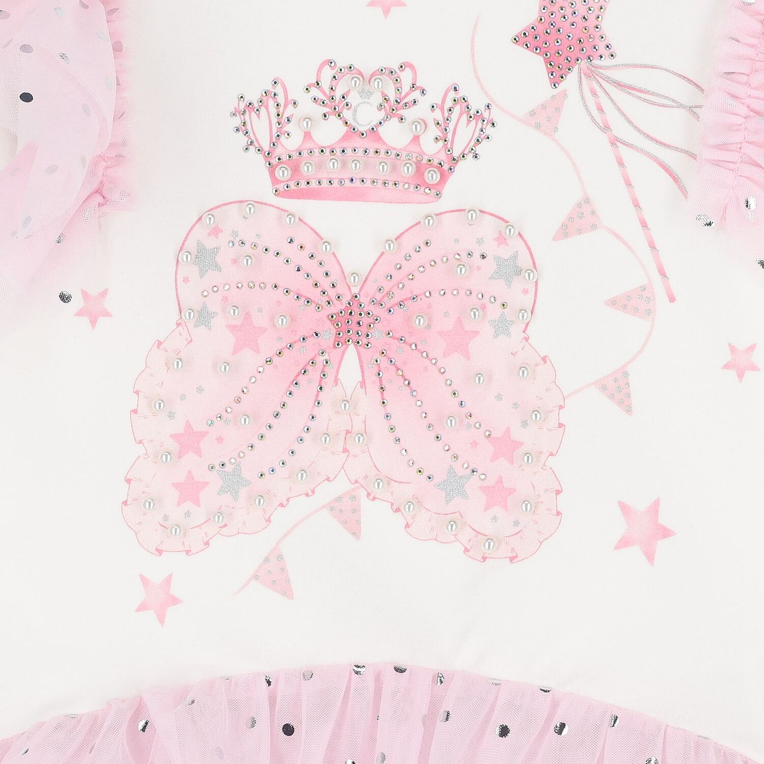 طقم ليجينز بنات مزين باجنحه جنيه من التول باللون الوردى والعاجى , 1, hi-res