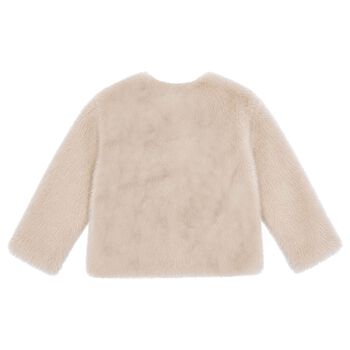 Girls Beige Faux Fur Bow Neve Jacket