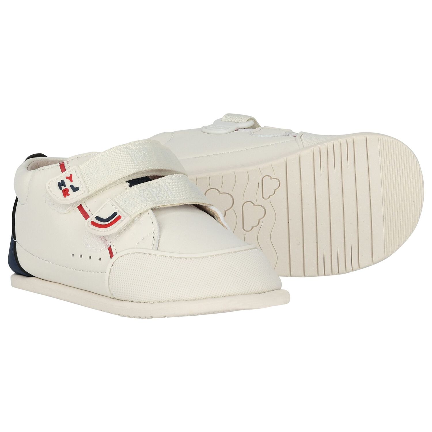 Younger Boys Ivory & Blue Trainers, 1, hi-res image number null