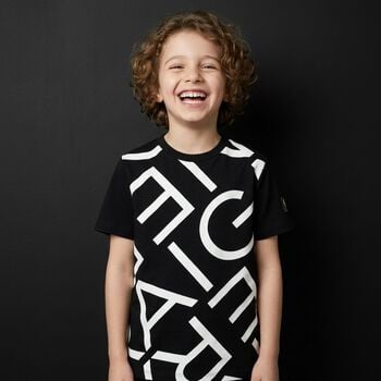 Boys Black & White Logo T-Shirt