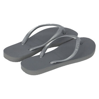 Girls Grey Logo Flip Flops