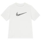 Boys White Logo Dri-Fit T-Shirt, 2, hi-res