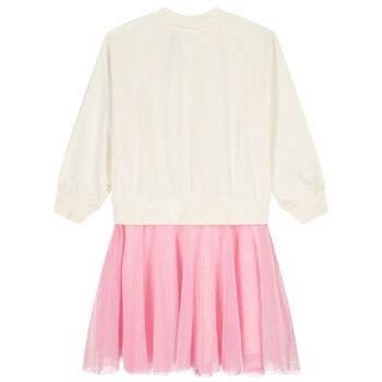 Girls Ivory & Pink Tulle Dress