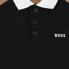 Boys Black Logo Polo Shirt, 1, hi-res