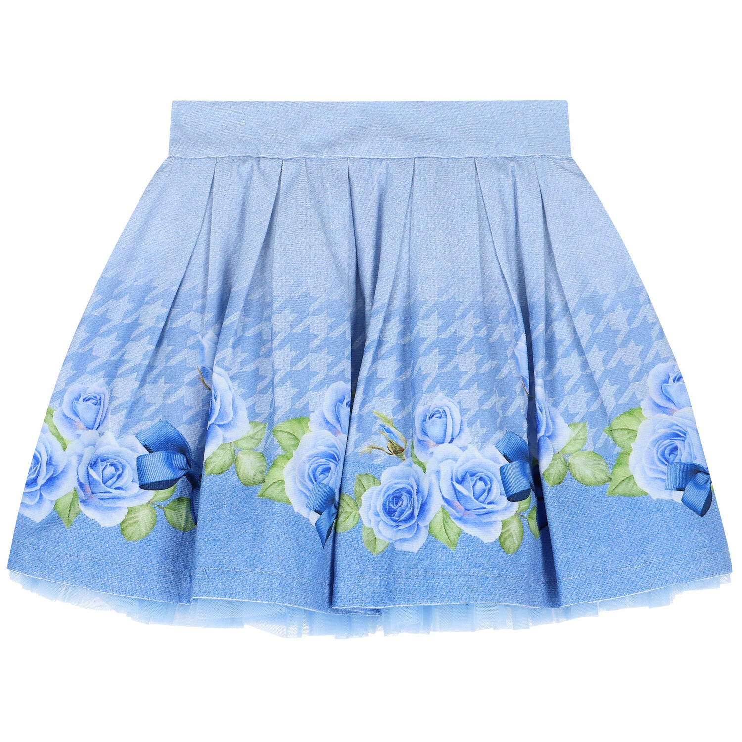 Girls White & Blue Floral Skirt Set, 1, hi-res image number null
