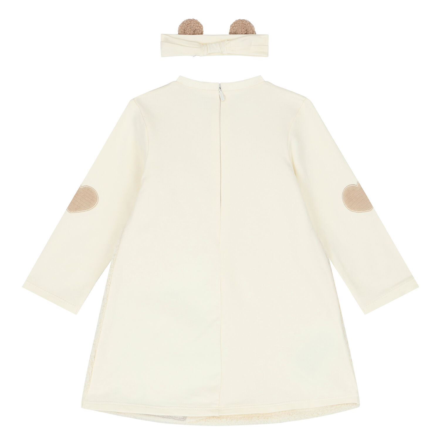 طقم فستان بنات بشعار تيدى باللون العاجى, 1, hi-res