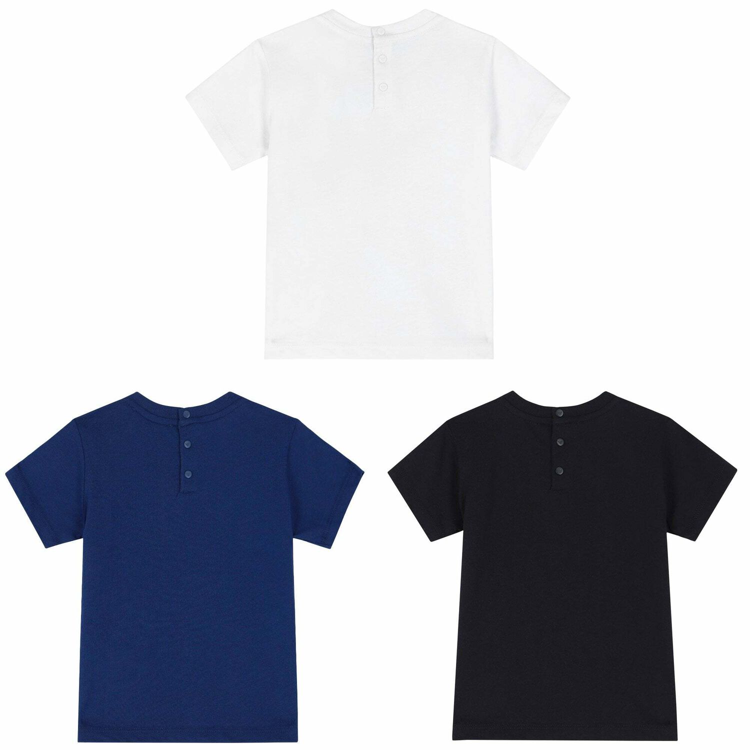 Younger Boys White, Black & Blue Logo T-Shirts ( 3-Pack ), 1, hi-res