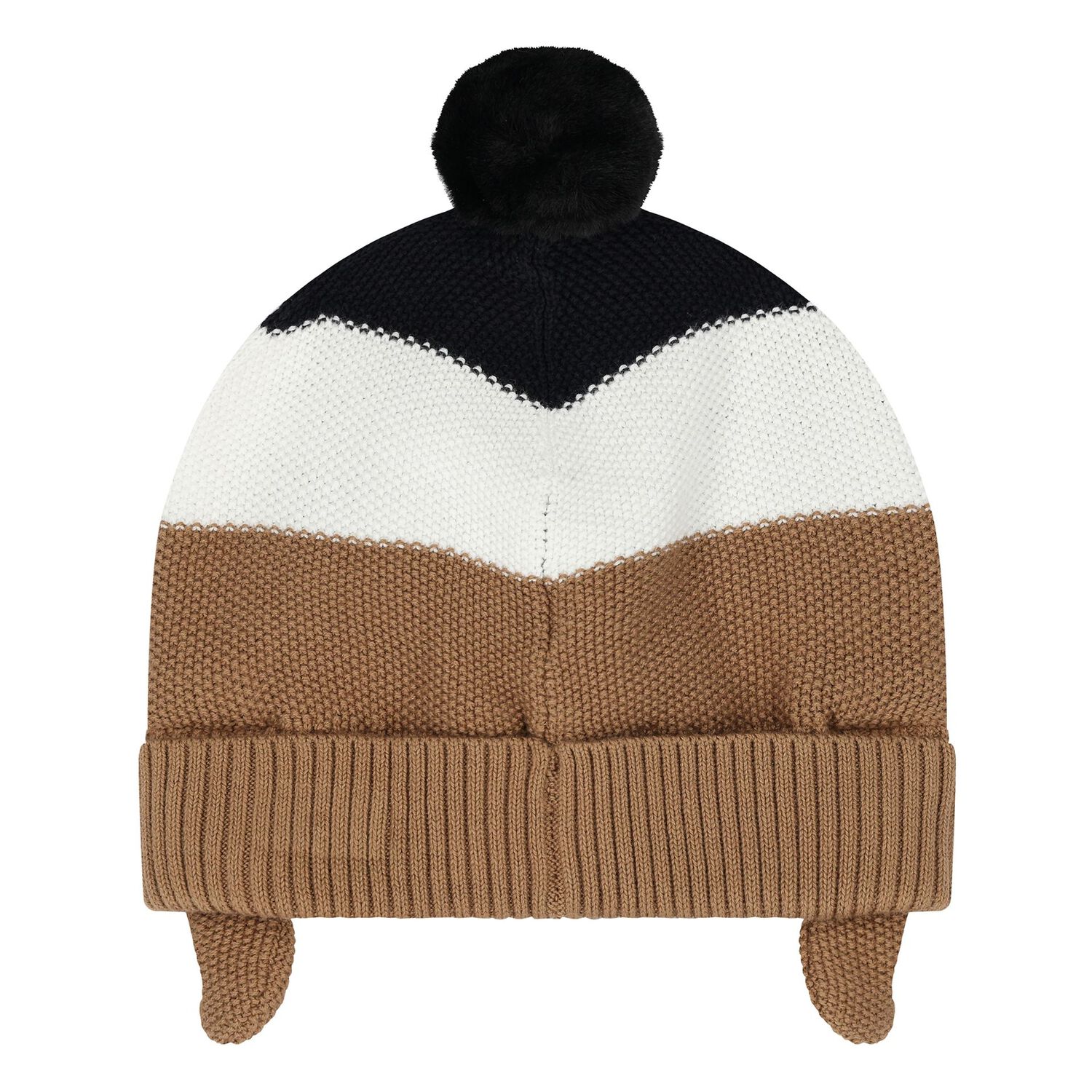 Younger Boys Black, White & Beige Logo Knitted Hat, 1, hi-res image number null