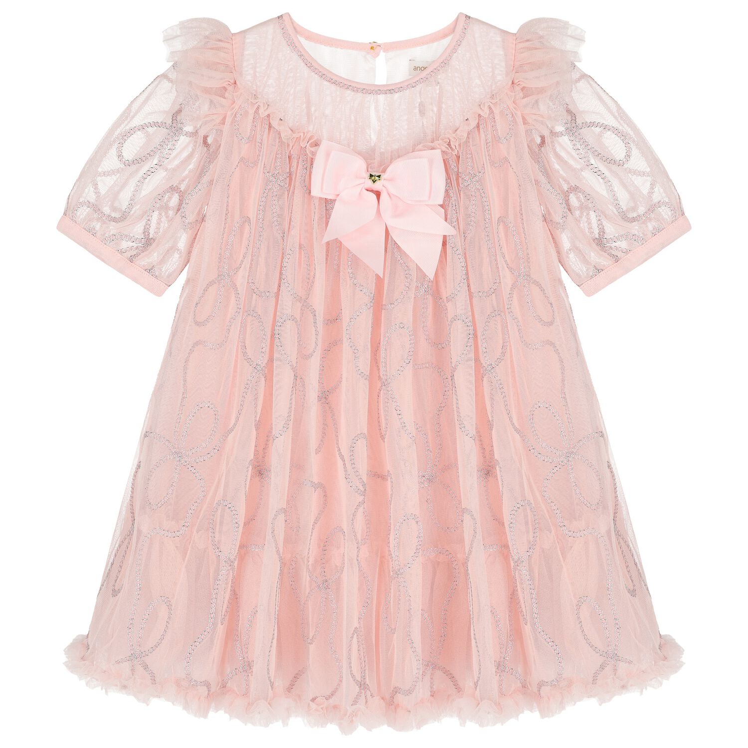 Girls Pink Embellished Tulle Dress, 1, hi-res