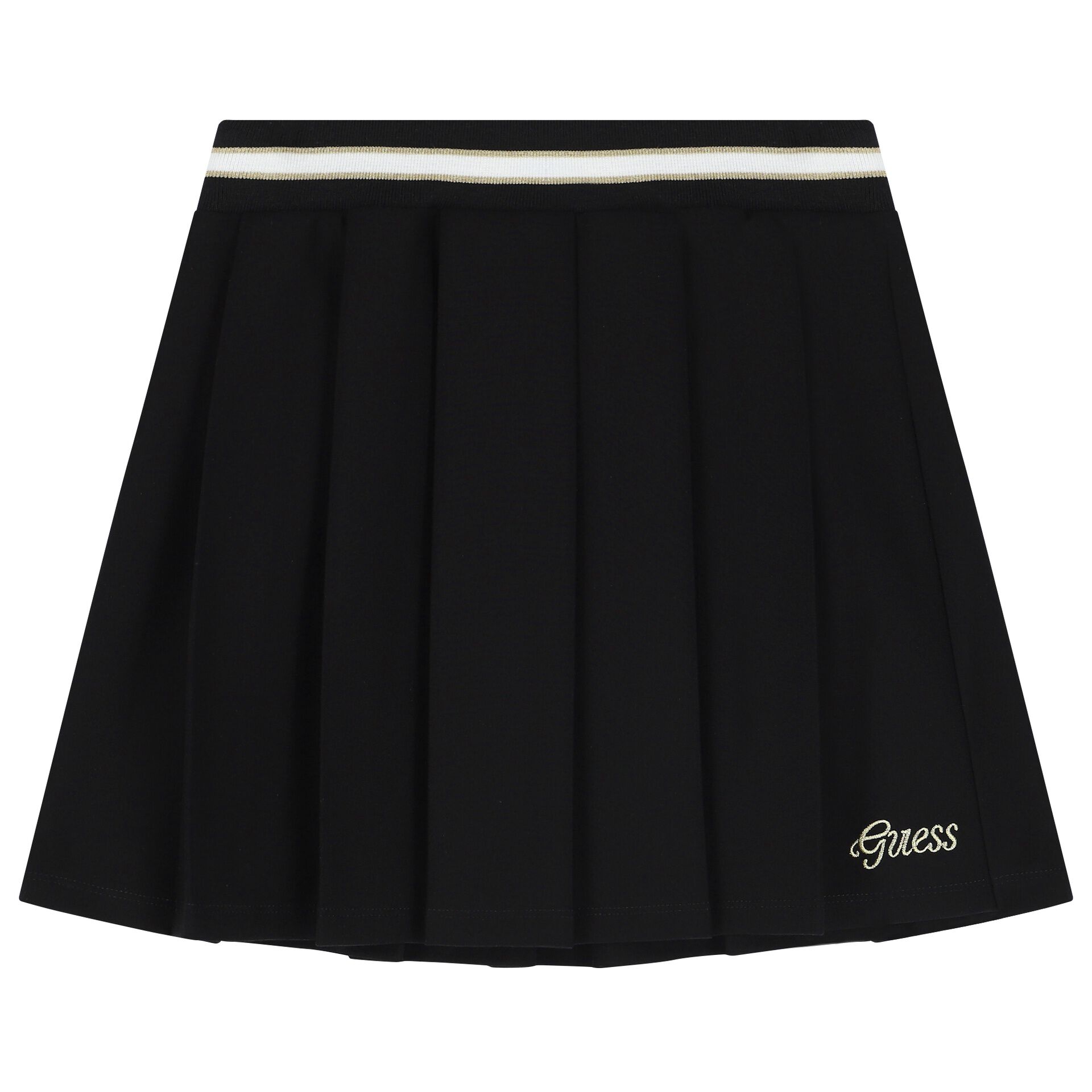 Guess Girls Black Logo Pleated Skirt Junior Couture