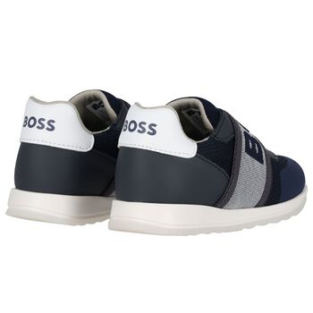 Boys Navy Blue Logo Trainers